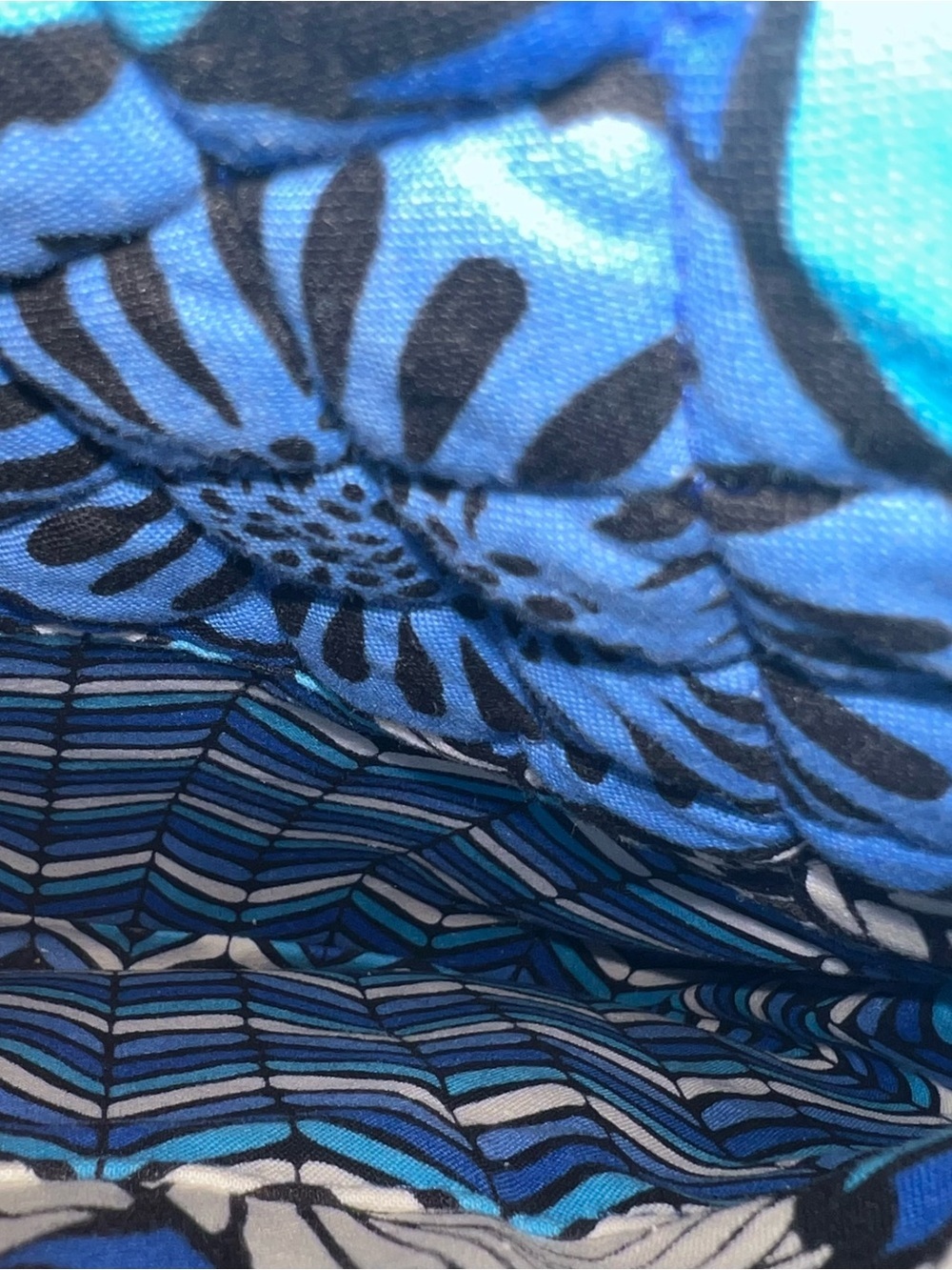 Vera Bradley Blue Floral Tote Bag Quilted Cotton Shoulder Purse - Picture 6 of 10